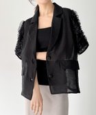 【ジュノア/JUNOAH】のフリル半袖シアーテーラードジャケット ブラック|ID: prp329100004600262 ipo3291000000032702223