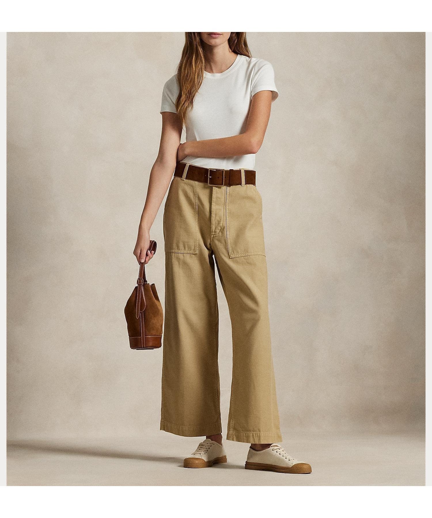 【ラルフローレン/RALPH LAUREN】のRicky ワイドレッグ クロップ パンツ 人気、トレンドファッション・服の通販 founy(ファニー) 　ファッション　Fashion　レディースファッション　Ladies' Fashion Online　パンツ　Pants　くるぶし　Ankle　なめらか　Smooth　フロント　Front　ポケット　Pocket　ループ　Loop　 other-1|ID: prp329100004600281 ipo3291000000032702429