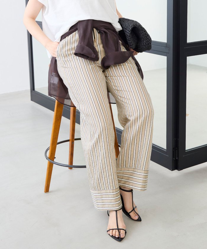 【マイカ ディール/MICA & DEAL】のストライプパンツ インテリア・キッズ・メンズ・レディースファッション・服の通販 founy(ファニー) https://founy.com/ ファッション Fashion レディースファッション Ladies' Fashion Online パンツ Pants シルク Silk ストライプ Stripe ボーダー Border 夏 Summer 楽ちん Easy |ID: prp329100004600320 ipo3291000000032702641