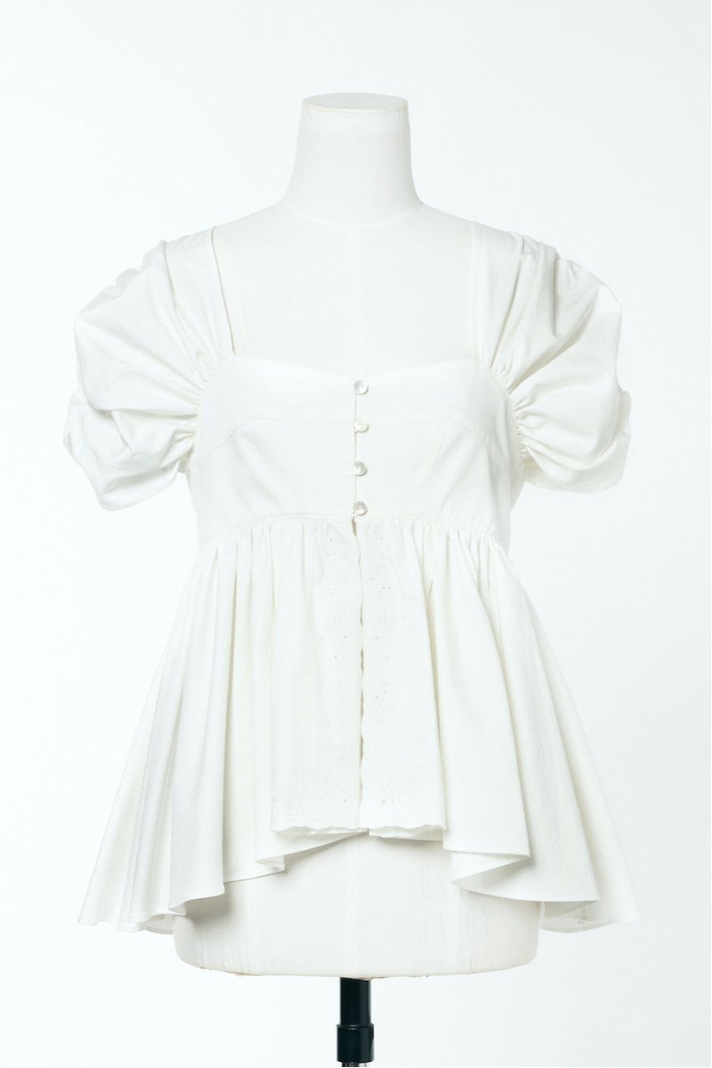 【その他のブランド/Other】のOPEN-BACK GATHERED ORGANIC COTTON TOP インテリア・キッズ・メンズ・レディースファッション・服の通販 founy(ファニー) 　ファッション　Fashion　レディースファッション　Ladies' Fashion Online　ワンピース　Dress　ギャザー　Gather　サテン　Satin　フロント　Front　レース　Race　エレガント 上品　Elegant　WHITE|ID: prp329100004600334 ipo3291000000032702759