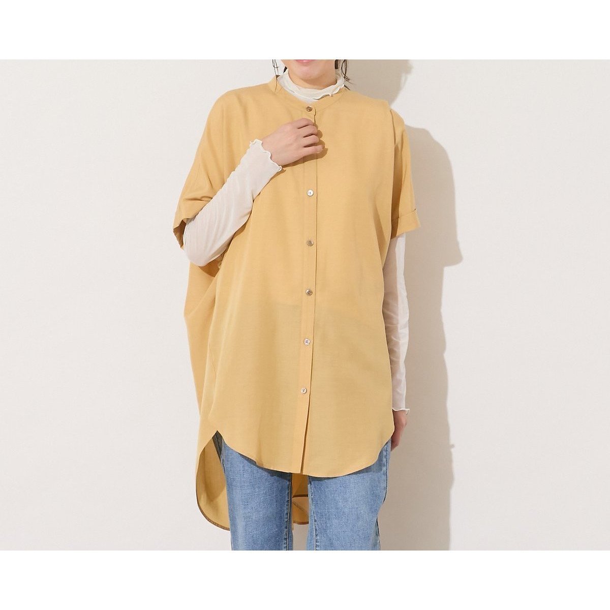 【ピサーノ/PISANO】のヨークギャザー・袖口折り返しチュニック 人気、トレンドファッション・服の通販 founy(ファニー) 　ファッション　Fashion　レディースファッション　Fashion for Women　トップス・カットソー　Cut & Sew Tops　インナー　Innerwear　ギャザー　Gathered, Ruffled　スタンド　Stand Collar, Upright Stand　スリム　Slim, Slim Fit　チュニック　Tunic, Long Top　ハイネック　High Neck, Mock Neck　バランス　Balance, Style Balance　半袖　Short Sleeve, Half Sleeve　ヨーク　Yoke, Yoke Design　エレガント 上品　Elegant　 other-1|ID: prp329100004600517 ipo3291000000032708414