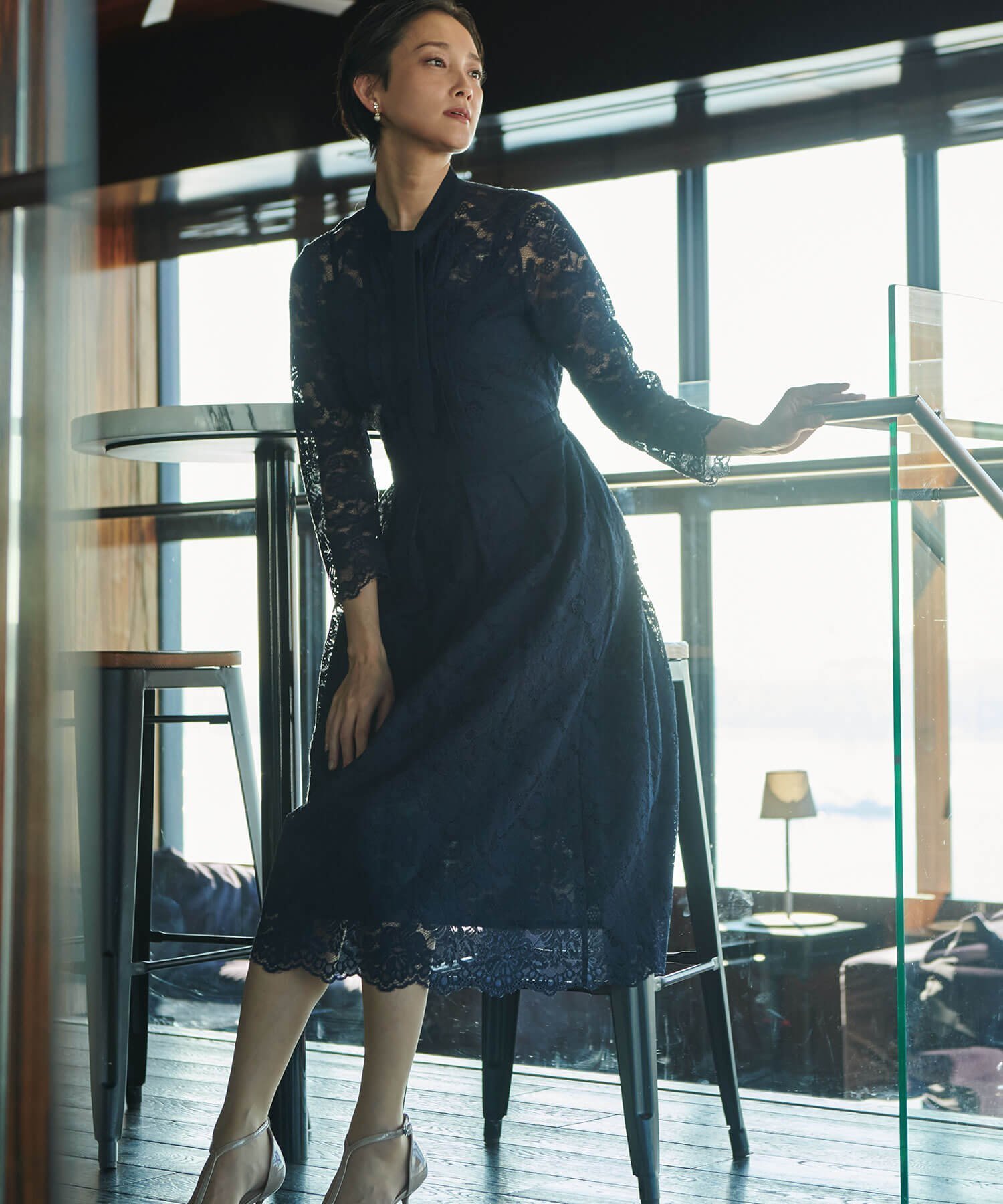 【その他のブランド/Other】の【WEB限定】ボウタイレースドレス インテリア・キッズ・メンズ・レディースファッション・服の通販 founy(ファニー) 　ファッション　Fashion　レディースファッション　Fashion for Women　ワンピース　Dresses　フォーマル・パーティードレス・結婚式用ドレス　Elegant & Casual Dresses　コレクション　Collection, Seasonal Line　ジャケット　Jacket, Outerwear　ジョーゼット　Georgette, Semi-Sheer Fabric　スカラップ　Scallop, Scalloped Edge　スーツ　Suit, Formalwear　ドレス　Dress, One-Piece　ハンカチ　Handkerchief, Hanky　バランス　Balance, Style Balance　パターン　Pattern, Design Print　フィット　Fit, Slim Fit　フレア　Flare, Flared　ポケット　Pocket, Pocket Detail　レース　Lace, Lace Fabric　ワンポイント　One Point, Statement Accent　おすすめ　Recommended / Our Picks　セレモニー　Ceremony　結婚式　Wedding　二次会　After Party　ネイビー|ID: prp329100004600543 ipo3291000000032708609