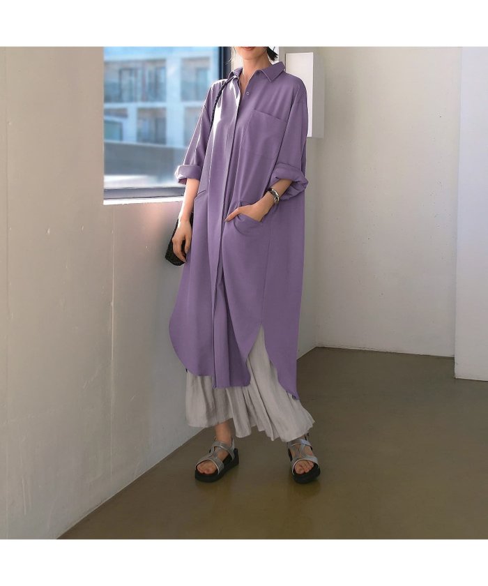 【スタイルデリ/STYLE DELI】の【LUXE】さらさら落ち感ワイドスリーブワンピース インテリア・キッズ・メンズ・レディースファッション・服の通販 founy(ファニー) https://founy.com/ ファッション Fashion レディースファッション Fashion for Women ワンピース Dresses インナー Innerwear ギャザー Gathered, Ruffled シアー Sheer, See-Through シューズ Shoes, Footwear スニーカー Sneakers, Trainers スリット Slit, Slit Detail スリーブ Sleeve, Long Sleeve / Short Sleeve センター Center, Center Line タートルネック Turtleneck, High Neck ドレープ Drape, Draping Fabric 定番 Standard, Basic Item パープル Purple, Violet フォルム Silhouette, Form フロント Front, Front Design ポケット Pocket, Pocket Detail ラウンド Round, Round Neck ループ Loop, Loop Knit ロング Long, Long-Length ワイド Wide, Wide Fit 夏 Summer |ID: prp329100004600594 ipo3291000000032708899