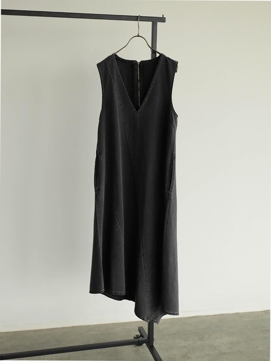【ラシュッド/LASUD】のアシメヘム切り替えデニムジャンパースカート 人気、トレンドファッション・服の通販 founy(ファニー) 　ファッション　Fashion　レディースファッション　Fashion for Women　スカート　Skirts　インナー　Innerwear　シンプル　Simple, Minimal　ジップ　Zip, Zipper　デニム　Denim, Jeans Material　ポケット　Pocket, Pocket Detail　ランダム　Random, Irregular　ロング　Long, Long-Length　ヴィンテージ　Vintage Style　 other-1|ID: prp329100004600607 ipo3291000000032709047