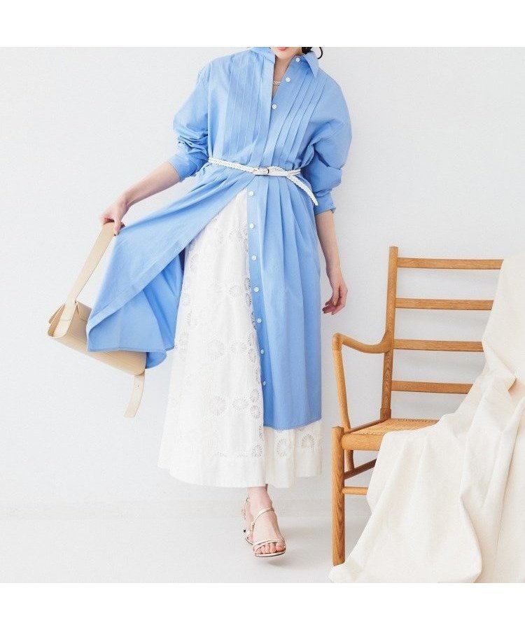 【アンタイトル/UNTITLED】のタイプライターシャツワンピース インテリア・キッズ・メンズ・レディースファッション・服の通販 founy(ファニー) 　ファッション　Fashion　レディースファッション　Fashion for Women　ワンピース　Dresses　シャツワンピース / 1枚で着映えコーデ　Shirt Dresses　クラシック　Classic, Timeless Style　コンパクト　Compact, Small Size　タイプライター　Typewriter Fabric, Crisp Cotton　フロント　Front, Front Design　ポケット　Pocket, Pocket Detail　ロング　Long, Long-Length　ワッシャー　Washer, Crinkled Finish　ブルー|ID: prp329100004600617 ipo3291000000032709095