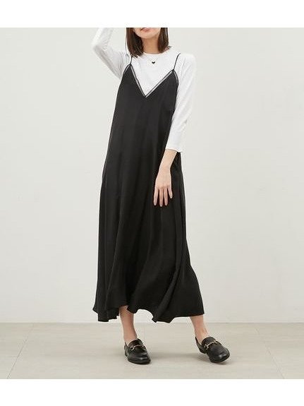 【ミラオーウェン/Mila Owen】の【セットアイテム】TシャツSETフレアキャミワンピース インテリア・キッズ・メンズ・レディースファッション・服の通販 founy(ファニー) 　ファッション　Fashion　レディースファッション　Fashion for Women　ワンピース　Dresses　キャミソールワンピース　Camisole Dresses　インナー　Innerwear　エレガント 上品　Elegant　オーガンジー　Organza Fabric　キャミ　Camisole, Cami Top　キャミワンピース　Cami Dress, Slip Dress　キュプラ　Cupro, Eco Fabric　シンプル　Simple, Minimal　BLK[009]|ID: prp329100004600622 ipo3291000000032709221