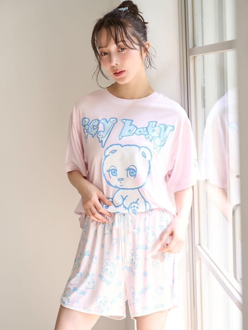【スナイデル ホーム/SNIDEL HOME】の【限定カラーあり】【icy baby】【接触冷感】Tシャツセットアップ インテリア・キッズ・メンズ・レディースファッション・服の通販 founy(ファニー) 　ファッション　Fashion　レディースファッション　Fashion for Women　トップス・カットソー　Cut & Sew Tops　シャツ・ブラウス・オフィスカジュアル　Elegant Blouses & Button-Ups　ロングTシャツ・Tシャツ　Longline T-Shirts & Tees　イラスト　Illustration　コレクション　Collection, Seasonal Line　ショーツ　Shorts, Short Pants　ショート　Short, Short Length　スポーティ　Sporty, Casual Athletic　セットアップ　Set-Up, Coordinated Outfit　雑誌　Magazine, Fashion Magazine　プリント　Print, Printed Pattern　ランニング　Running, Running Wear, Activewear, Jogging　おすすめ　Recommended / Our Picks　夏　Summer　ギフト プレゼント　Gift / Present　【限定カラー】PNK[066]|ID: prp329100004600631 ipo3291000000032709288