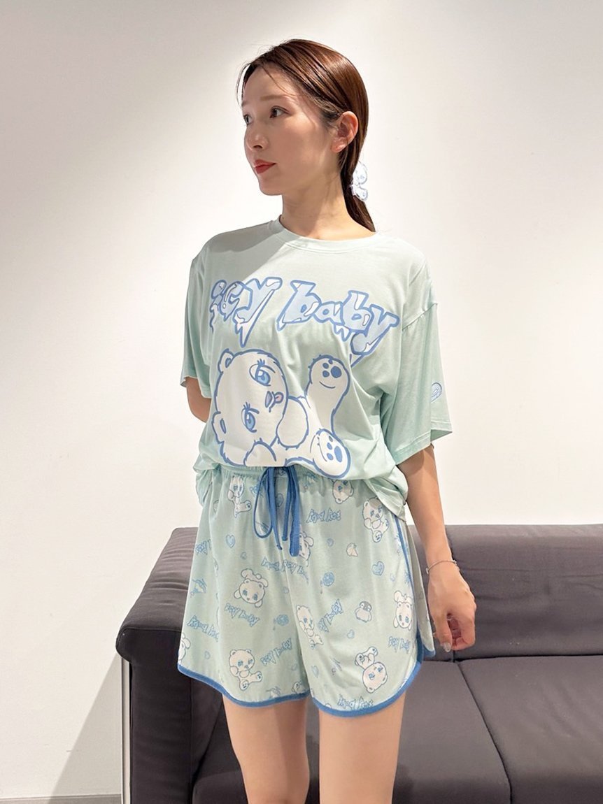 【スナイデル ホーム/SNIDEL HOME】の【限定カラーあり】【icy baby】【接触冷感】Tシャツセットアップ インテリア・キッズ・メンズ・レディースファッション・服の通販 founy(ファニー) 　ファッション　Fashion　レディースファッション　Fashion for Women　トップス・カットソー　Cut & Sew Tops　シャツ・ブラウス・オフィスカジュアル　Elegant Blouses & Button-Ups　ロングTシャツ・Tシャツ　Longline T-Shirts & Tees　イラスト　Illustration　コレクション　Collection, Seasonal Line　ショーツ　Shorts, Short Pants　ショート　Short, Short Length　スポーティ　Sporty, Casual Athletic　セットアップ　Set-Up, Coordinated Outfit　雑誌　Magazine, Fashion Magazine　プリント　Print, Printed Pattern　ランニング　Running, Running Wear, Activewear, Jogging　おすすめ　Recommended / Our Picks　夏　Summer　ギフト プレゼント　Gift / Present　LBLU[081]|ID: prp329100004600631 ipo3291000000032709290