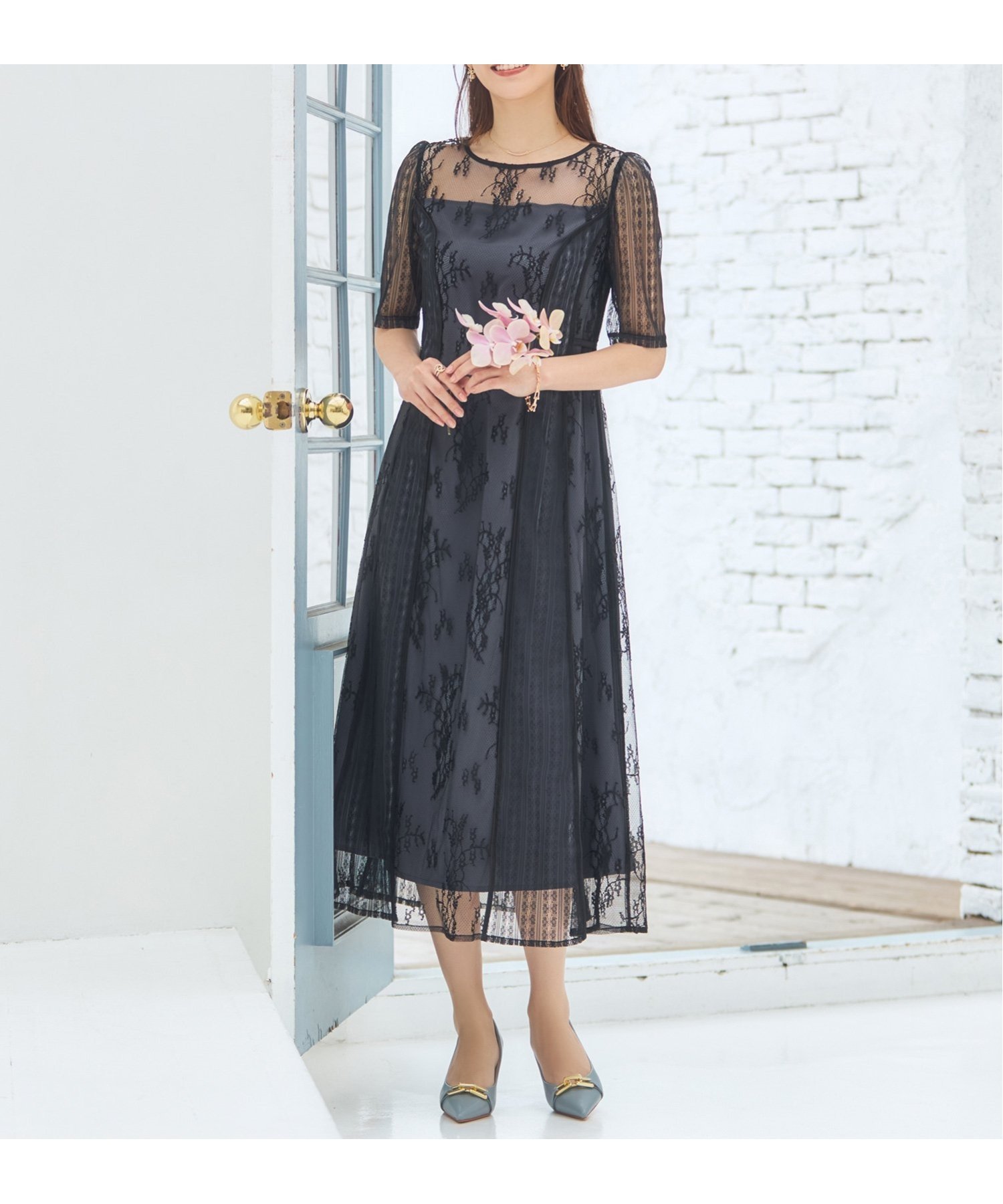 【ドレス/DRESS+】のドレス 結婚式 ワンピース タイト Iライン レース インテリア・キッズ・メンズ・レディースファッション・服の通販 founy(ファニー) 　ファッション　Fashion　レディースファッション　Fashion for Women　ワンピース　Dresses　フォーマル・パーティードレス・結婚式用ドレス　Elegant & Casual Dresses　エレガント 上品　Elegant　ドレス　Dress, One-Piece　フィット　Fit, Slim Fit　フレア　Flare, Flared　リボン　Ribbon, Bow　レース　Lace, Lace Fabric　結婚式　Wedding　チャコール|ID: prp329100004600634 ipo3291000000032709326