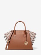 【マイケルコース/MICHAEL KORS】のAVRIL レザー ロゴ ジャカード サッチェル ラージ マイケルコース BROWN|ID: prp329100004600640 ipo3291000000032709392