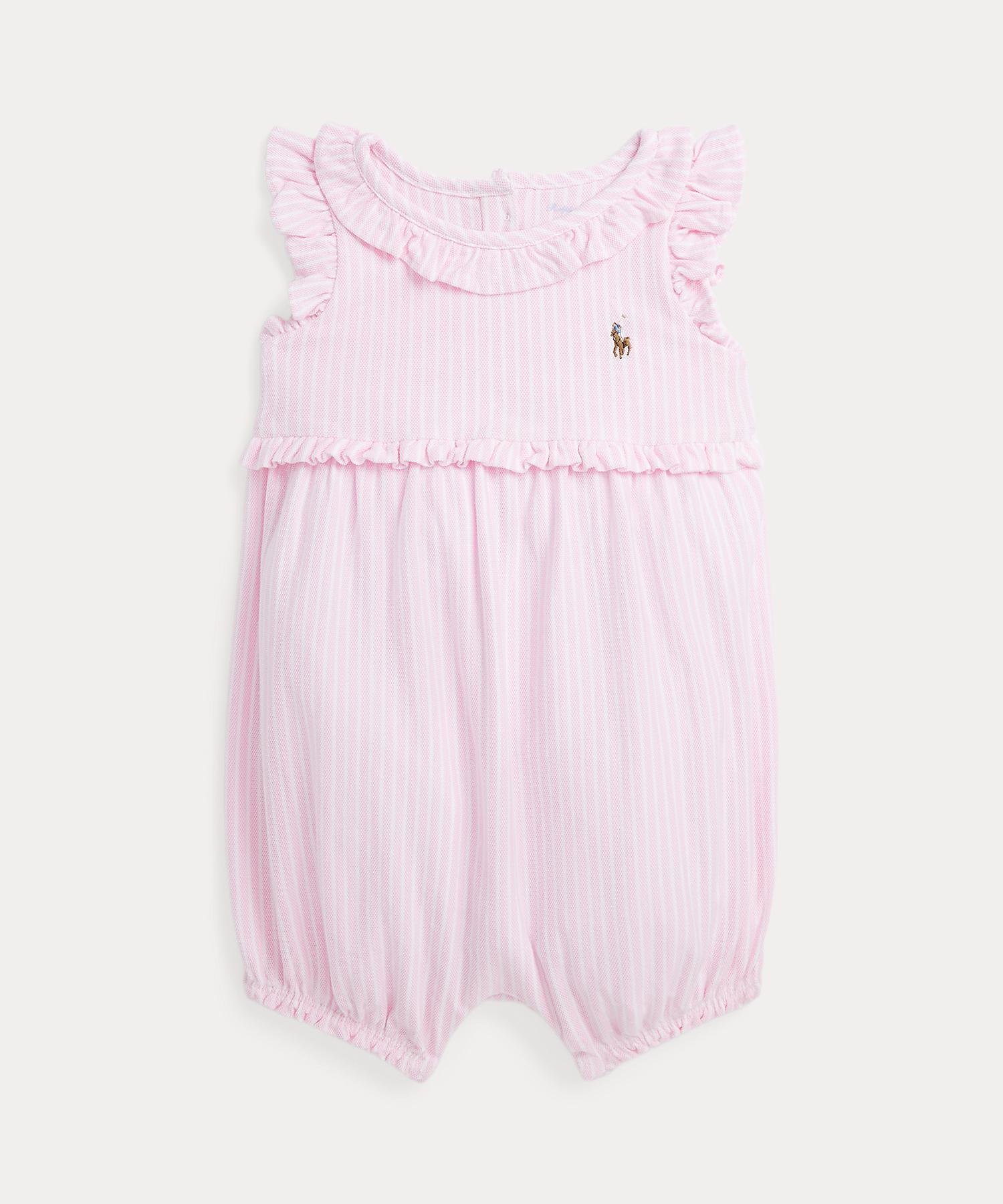 【ラルフローレン/RALPH LAUREN / KIDS】の(ベビー)ストライプド ニット オックスフォード バブル ショートオール インテリア・キッズ・メンズ・レディースファッション・服の通販 founy(ファニー) 　ファッション　Fashion　キッズファッション　Fashion for Kids　シャーリング　Shirring, Ruched　ショート　Short, Short Length　フリル　Frill, Ruffle　ベビー　Baby, Babywear　メッシュ　Mesh, Net Fabric　ヨーク　Yoke, Yoke Design　650ピンク|ID: prp329100004600743 ipo3291000000032710283