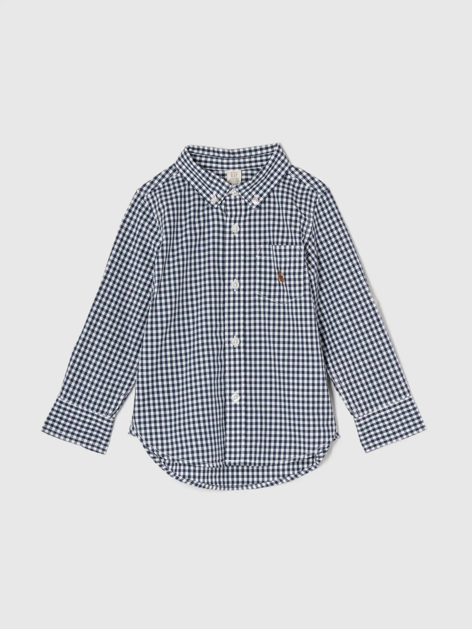 【ギャップ/GAP / KIDS】のポプリンシャツ (幼児) インテリア・キッズ・メンズ・レディースファッション・服の通販 founy(ファニー) 　ファッション　Fashion　キッズファッション　Fashion for Kids　ストレート　Straight, Straight Cut　パッチ　Patch, Appliqué　フィット　Fit, Slim Fit　フロント　Front, Front Design　ポケット　Pocket, Pocket Detail　リラックス　Relax, Relaxed Fit　長袖　Long Sleeve, Full Sleeve　NAVY GINGHAM|ID: prp329100004600774 ipo3291000000032710388