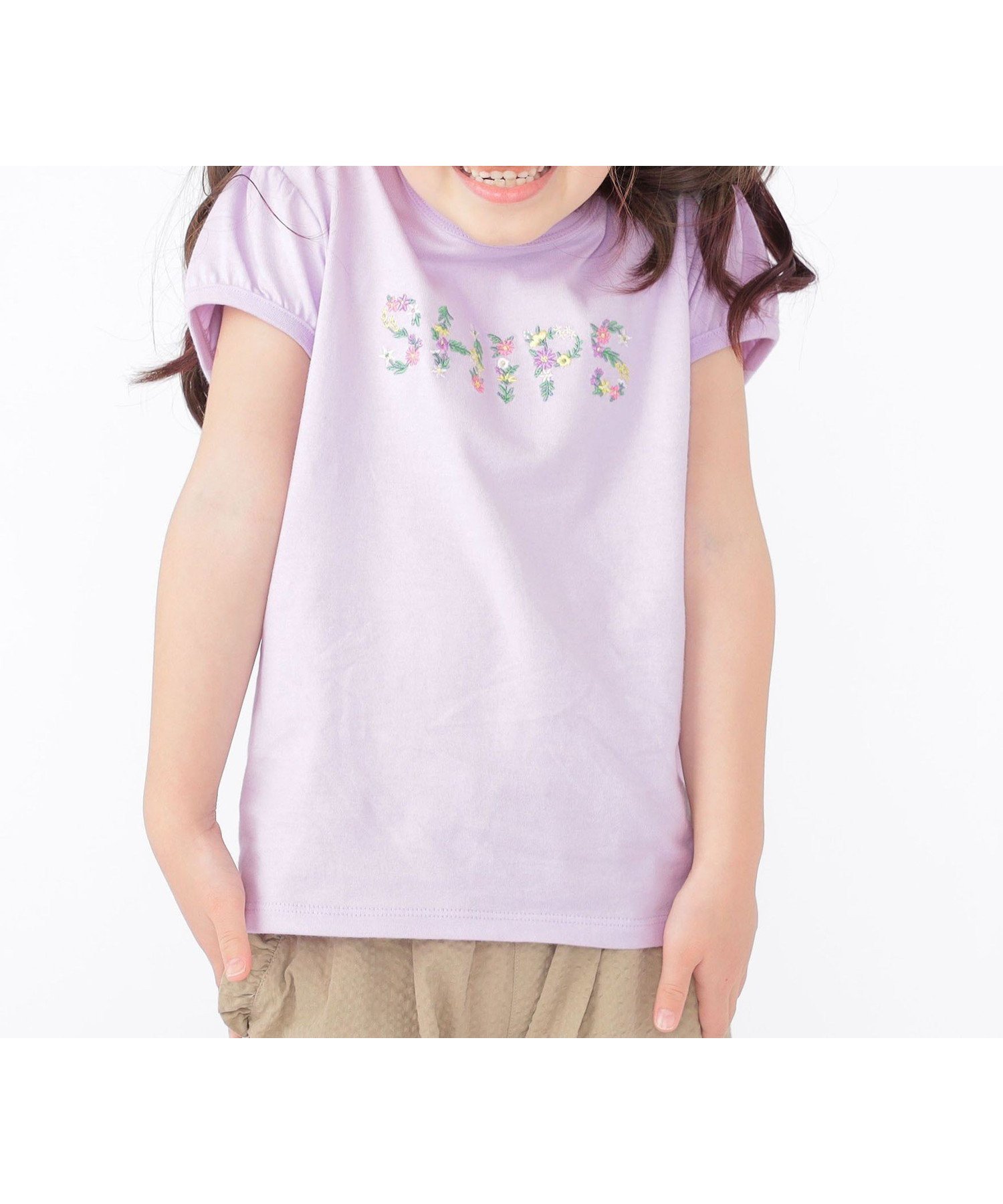 【シップス/SHIPS / KIDS】のSHIPS KIDS 100~130cm / ガーリー 刺繍 ロゴ TEE インテリア・キッズ・メンズ・レディースファッション・服の通販 founy(ファニー) 　ファッション　Fashion　キッズファッション　Fashion for Kids　おすすめ　Recommended / Our Picks　ガーリー　Girly, Feminine Style　スリーブ　Sleeve, Long Sleeve / Short Sleeve　ボトム　Bottoms, Lower Wear　ラベンダー|ID: prp329100004600795 ipo3291000000032710484