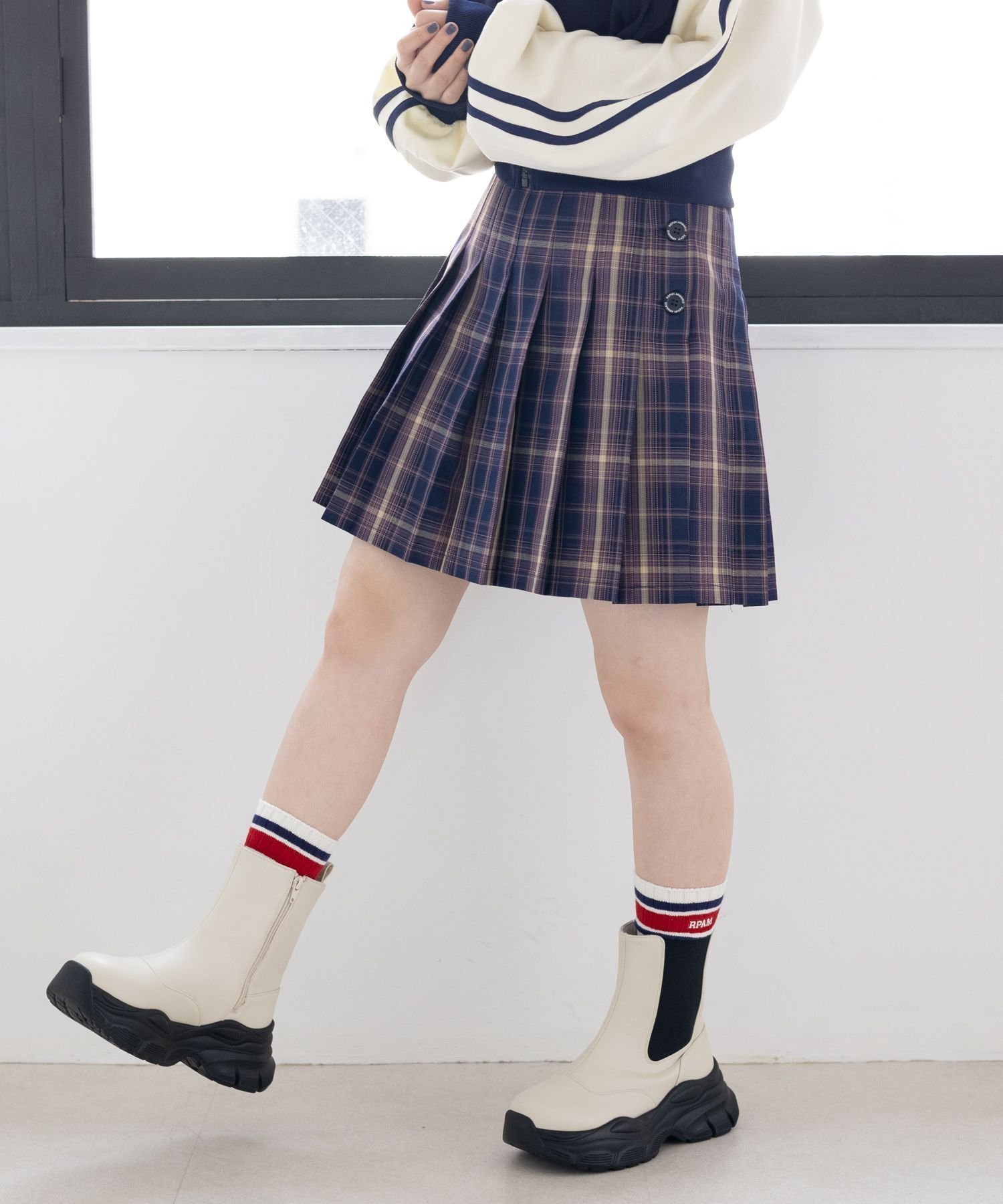 【レピピアルマリオ/repipi armario / KIDS】のハイウエストプリーツスカート インテリア・キッズ・メンズ・レディースファッション・服の通販 founy(ファニー) 　ファッション　Fashion　キッズファッション　Fashion for Kids　インナー　Innerwear　ショート　Short, Short Length　スウェット / スエット　Sweatshirt, Sweatwear　プリーツ　Pleats, Pleated　ロング　Long, Long-Length　定番　Standard, Basic Item　パープルチェック94|ID: prp329100004600800 ipo3291000000032710506