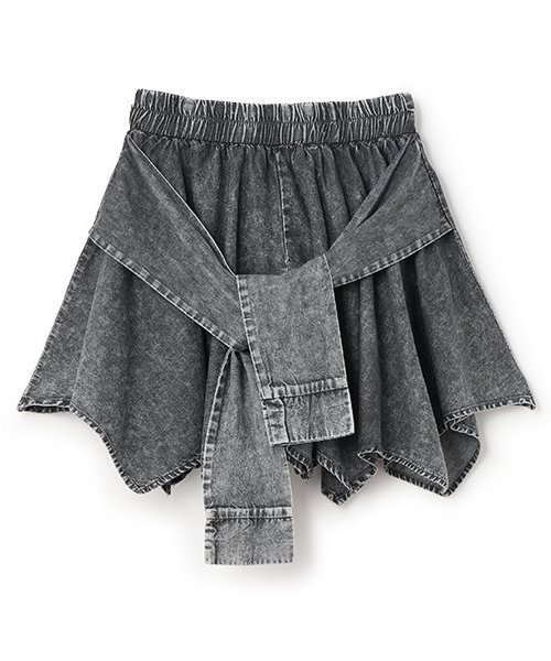 【その他のブランド/Other】の【LTXC】腰巻き風デニムキュロット インテリア・キッズ・メンズ・レディースファッション・服の通販 founy(ファニー) 　ファッション　Fashion　キッズファッション　Fashion for Kids　キュロット　Culottes, Wide Shorts　ダメージ　Distressed, Destroyed　デニム　Denim, Jeans Material　プリント　Print, Printed Pattern　ポケット　Pocket, Pocket Detail　春　Spring　グレー|ID: prp329100004600826 ipo3291000000032710629