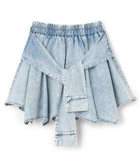 【ナルミヤ オンライン/NARUMIYA ONELINE / KIDS】の【LTXC】腰巻き風デニムキュロット 人気、トレンドファッション・服の通販 founy(ファニー) ファッション Fashion キッズファッション Fashion for Kids キュロット Culottes, Wide Shorts ダメージ Distressed, Destroyed デニム Denim, Jeans Material プリント Print, Printed Pattern ポケット Pocket, Pocket Detail |ID:prp329100004600826