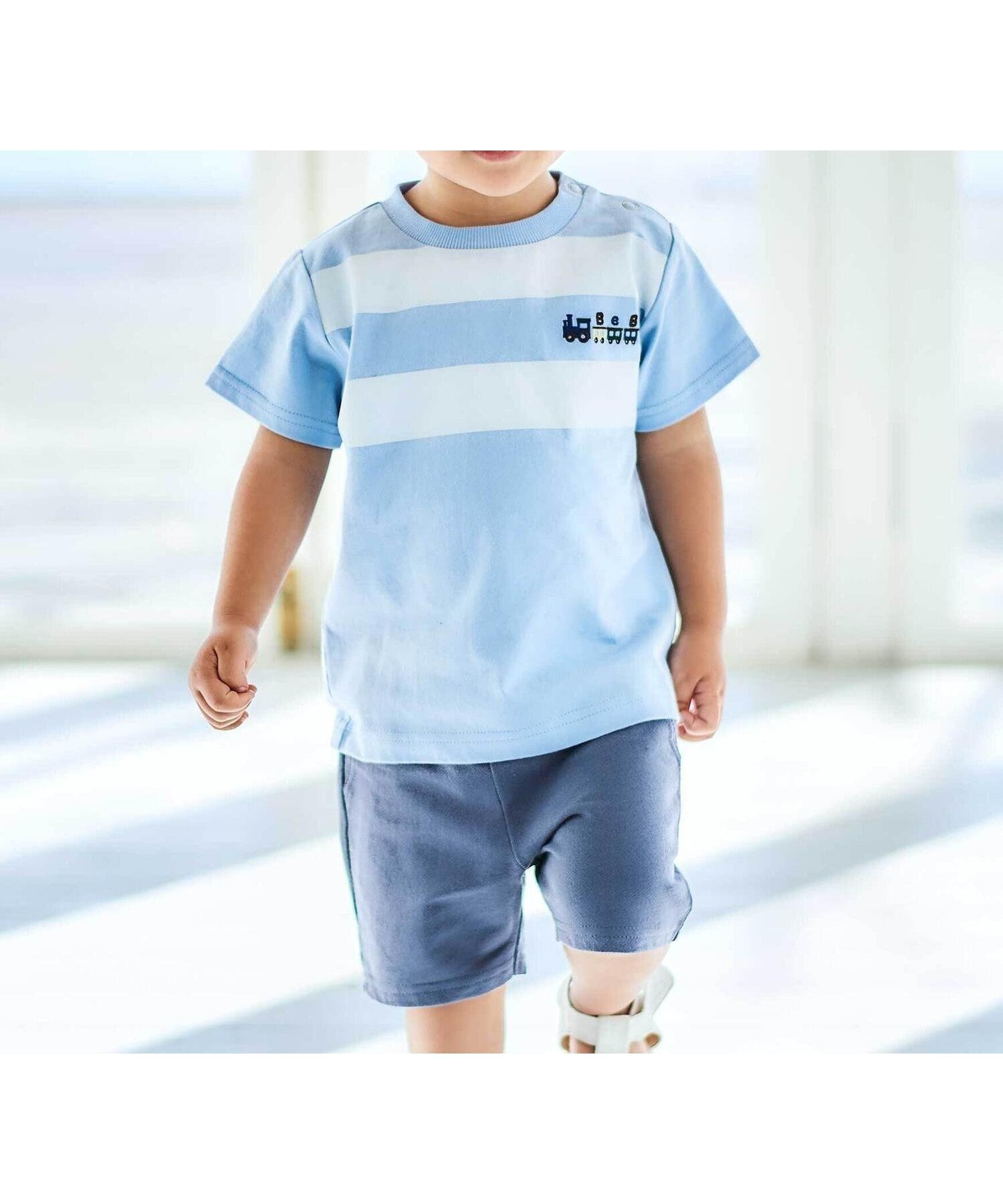 【その他のブランド/Other】のホワイトライントロッコロゴ刺しゅう天竺Tシャツ+パンツセット(80~90cm) 人気、トレンドファッション・服の通販 founy(ファニー) 　ファッション　Fashion　キッズファッション　Fashion for Kids　ボトムス　Bottoms　おすすめ　Recommended / Our Picks　ギフト プレゼント　Gift / Present　スウェット / スエット　Sweatshirt, Sweatwear　ハーフ　Half, Half-Length　ボーダー　Border, Stripe　ポケット　Pocket, Pocket Detail　リラックス　Relax, Relaxed Fit　半袖　Short Sleeve, Half Sleeve　夏　Summer　 other-1|ID: prp329100004600834 ipo3291000000032710696