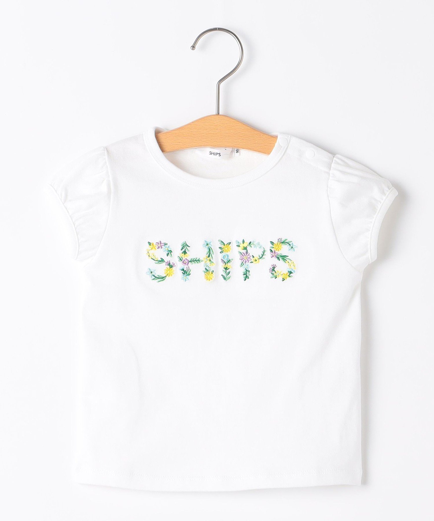 【シップス/SHIPS / KIDS】のSHIPS KIDS 80~90cm / ガーリー 刺繍 ロゴ TEE インテリア・キッズ・メンズ・レディースファッション・服の通販 founy(ファニー) 　ファッション　Fashion　キッズファッション　Fashion for Kids　おすすめ　Recommended / Our Picks　ガーリー　Girly, Feminine Style　スリーブ　Sleeve, Long Sleeve / Short Sleeve　ベビー　Baby, Babywear　ボトム　Bottoms, Lower Wear　オフホワイト|ID: prp329100004600844 ipo3291000000032710748