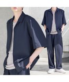 【ザ カジュアル/THE CASUAL / MEN】の【セットアップ 3点セット】防シワ接触冷感リラックスワイドシャツ+天竺タンクトップ+2タックワイドパンツ ネイビー|ID: prp329100004600846 ipo3291000000032710755