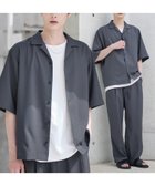 【ザ カジュアル/THE CASUAL / MEN】の【セットアップ 3点セット】防シワ接触冷感リラックスワイドシャツ+天竺タンクトップ+2タックワイドパンツ チャコール|ID: prp329100004600846 ipo3291000000032710757