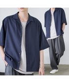 【ザ カジュアル/THE CASUAL / MEN】の【セットアップ 3点セット】防シワ接触冷感リラックスワイドシャツ+天竺タンクトップ+2タックワイドパンツ ネイビー系|ID: prp329100004600846 ipo3291000000032710759