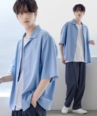 【ザ カジュアル/THE CASUAL / MEN】の【セットアップ 3点セット】防シワ接触冷感リラックスワイドシャツ+天竺タンクトップ+2タックワイドパンツ サックス系|ID: prp329100004600846 ipo3291000000032710760