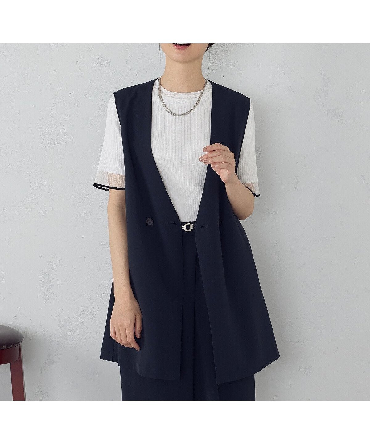 【コムサイズム/COMME CA ISM】の【UVカット・吸水速乾・接触冷感】kireri ノーカラーロングジレ / セットアップ対応 インテリア・キッズ・メンズ・レディースファッション・服の通販 founy(ファニー) 　ファッション　Fashion　レディースファッション　Fashion for Women　アウター　Coat / Outerwear Collection　トップス・カットソー　Cut & Sew Tops　ベスト&ジレ / 重ね着スタイル　Vests & Gilets　おすすめ　Recommended / Our Picks　シンプル　Simple, Minimal　セットアップ　Set-Up, Coordinated Outfit　ドレープ　Drape, Draping Fabric　ポケット　Pocket, Pocket Detail　ワイド　Wide, Wide Fit　ヴィンテージ　Vintage Style　吸水　Absorbent, Quick-Dry　ネイビー|ID: prp329100004600929 ipo3291000000032711286