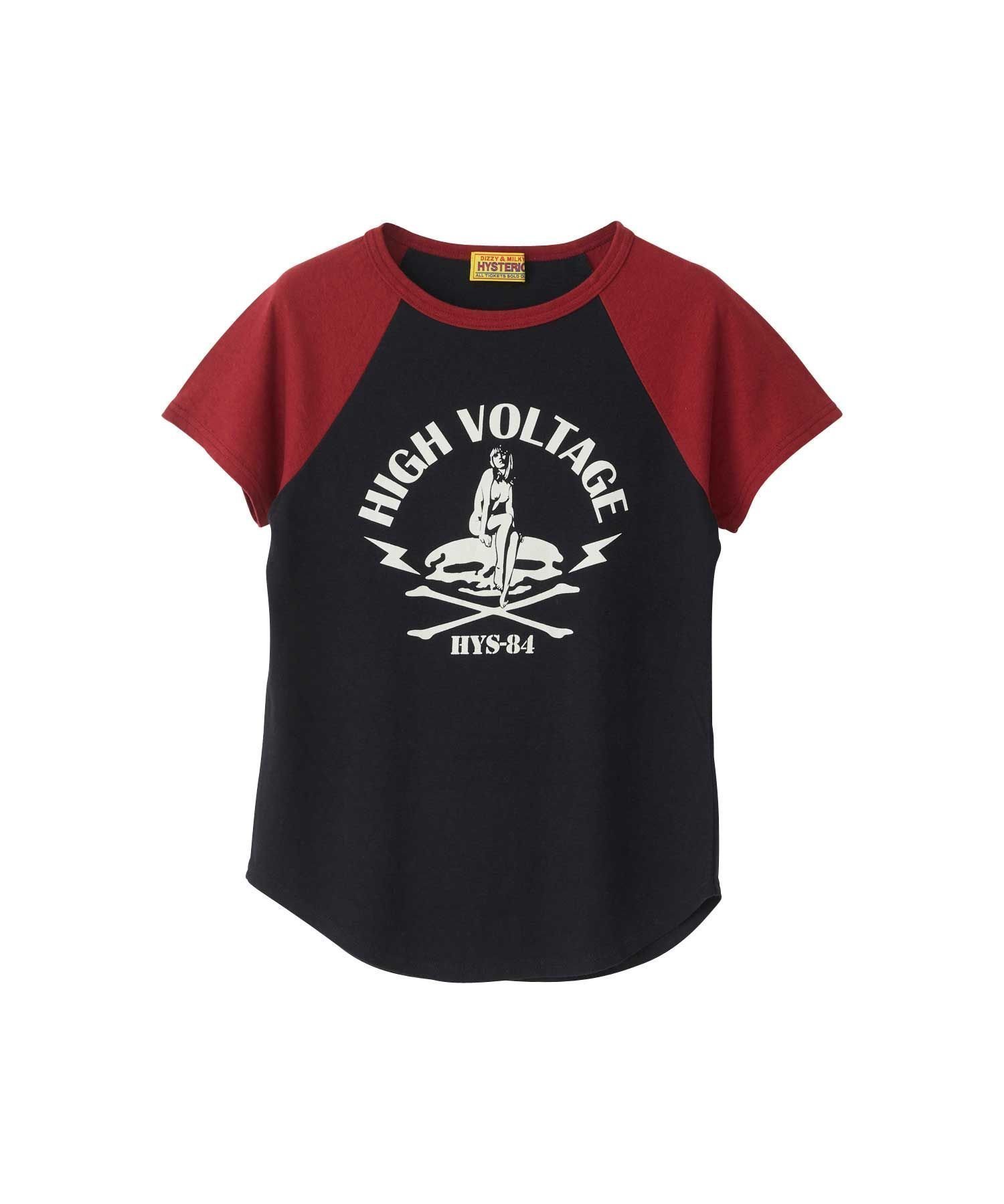 【ヒステリックグラマー/HYSTERIC GLAMOUR】のHIGH VOLTAGE Tシャツ インテリア・キッズ・メンズ・レディースファッション・服の通販 founy(ファニー) 　ファッション　Fashion　レディースファッション　Fashion for Women　トップス・カットソー　Cut & Sew Tops　シャツ・ブラウス・オフィスカジュアル　Elegant Blouses & Button-Ups　ロングTシャツ・Tシャツ　Longline T-Shirts & Tees　グラフィック　Graphic, Graphic Design　シンプル　Simple, Minimal　ブラック|ID: prp329100004600990 ipo3291000000032711824