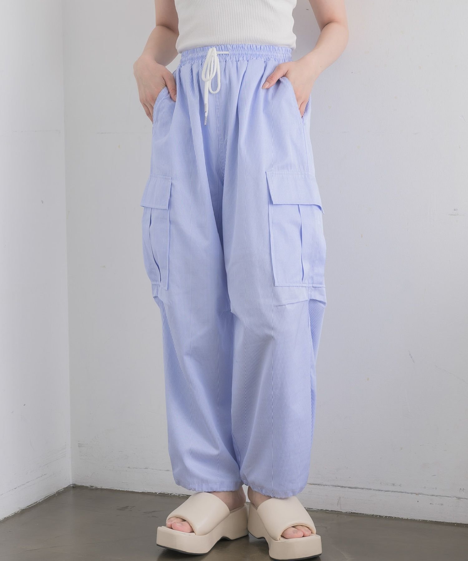 【レトロガール/RETRO GIRL】のアソートパラシュートPT インテリア・キッズ・メンズ・レディースファッション・服の通販 founy(ファニー) 　ファッション　Fashion　レディースファッション　Fashion for Women　パンツ　Pants & Trousers　おすすめ　Recommended / Our Picks　サンダル　Sandals, Summer Shoes　シンプル　Simple, Minimal　ストライプ　Stripe, Striped Pattern　スポーツ　Sports, Activewear　トレンド　Trend, Trending Now　ベーシック　Basic, Essential　ポケット　Pocket, Pocket Detail　夏　Summer　ブルー/柄|ID: prp329100004600991 ipo3291000000032711831