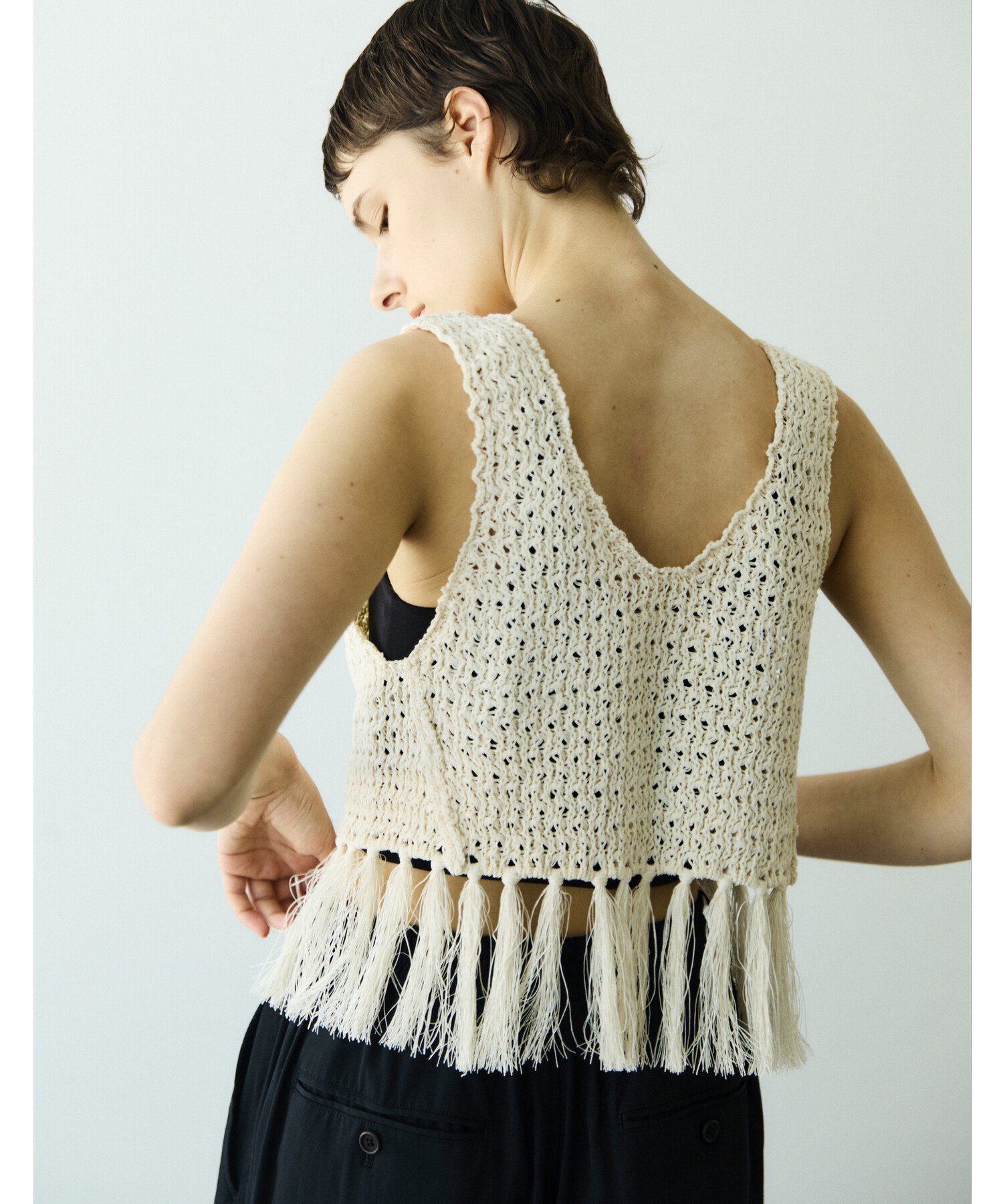 【ビショップ/Bshop】のハニカムメッシュ フリンジトップス WOMEN インテリア・キッズ・メンズ・レディースファッション・服の通販 founy(ファニー) 　ファッション　Fashion　レディースファッション　Fashion for Women　トップス・カットソー　Cut & Sew Tops　おすすめ　Recommended / Our Picks　ショート　Short, Short Length　シルク　Silk, 100% Silk　フィット　Fit, Slim Fit　レギュラー　Regular, Standard Fit　NATURAL|ID: prp329100004600997 ipo3291000000032711867