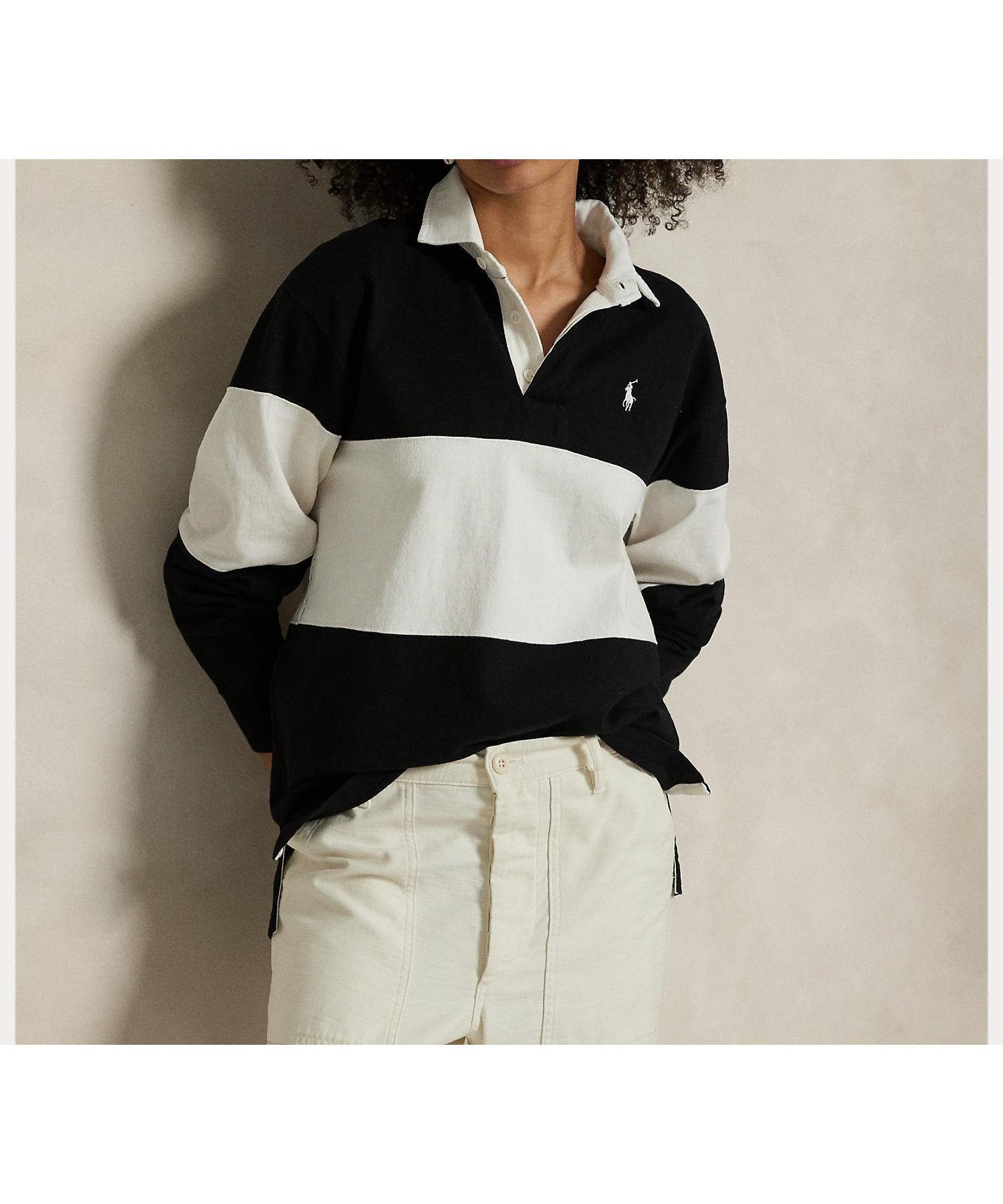 【ラルフローレン/RALPH LAUREN】のカラーブロック コットン ジャージー ラグビー シャツ インテリア・キッズ・メンズ・レディースファッション・服の通販 founy(ファニー) 　ファッション　Fashion　レディースファッション　Fashion for Women　トップス・カットソー　Cut & Sew Tops　シャツ・ブラウス・オフィスカジュアル　Elegant Blouses & Button-Ups　スリット　Slit, Slit Detail　ツイル　Twist, Twisted Detail　フィット　Fit, Slim Fit　ブロック　Block, Solid Block Pattern　ラバー　Rubber, Rubber Sole　長袖　Long Sleeve, Full Sleeve　001ブラック|ID: prp329100004601005 ipo3291000000032711915