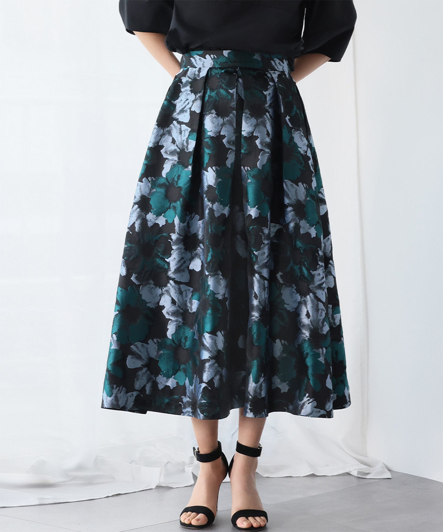 【ガール/GIRL】のフラワージャガードタックフレアスカート 人気、トレンドファッション・服の通販 founy(ファニー) 　ファッション　Fashion　レディースファッション　Fashion for Women　スカート　Skirts　Aライン・フレアスカート　A-Line & Flared Skirts　オレンジ　Orange　シンプル　Simple, Minimal　フィット　Fit, Slim Fit　フレア　Flare, Flared　再入荷　Restock / Back in Stock　エレガント 上品　Elegant　 other-1|ID: prp329100004601012 ipo3291000000032711960
