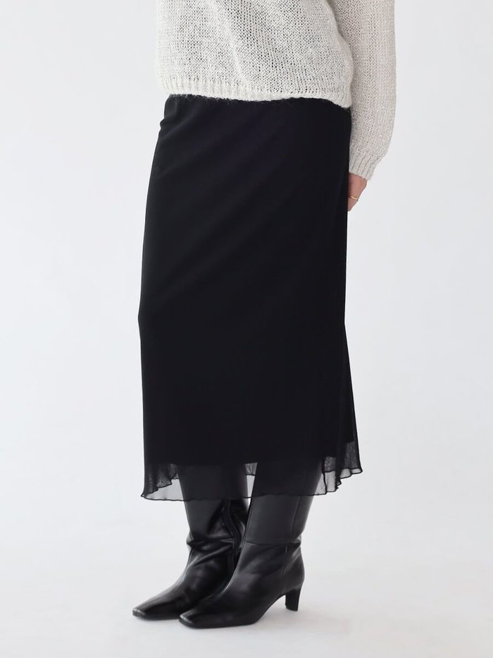 【ラシュッド/LASUD】のチュールレイヤードナロースカート インテリア・キッズ・メンズ・レディースファッション・服の通販 founy(ファニー) https://founy.com/ ファッション Fashion レディースファッション Fashion for Women スカート Skirts コラボ Collaboration, Collab ストレッチ Stretch, Stretchy Fabric ダブル Double, Double-Breasted チュール Tulip, Tulip Motif トレンド Trend, Trending Now ドレープ Drape, Draping Fabric フィット Fit, Slim Fit ベーシック Basic, Essential エレガント 上品 Elegant |ID: prp329100004601055 ipo3291000000032712261