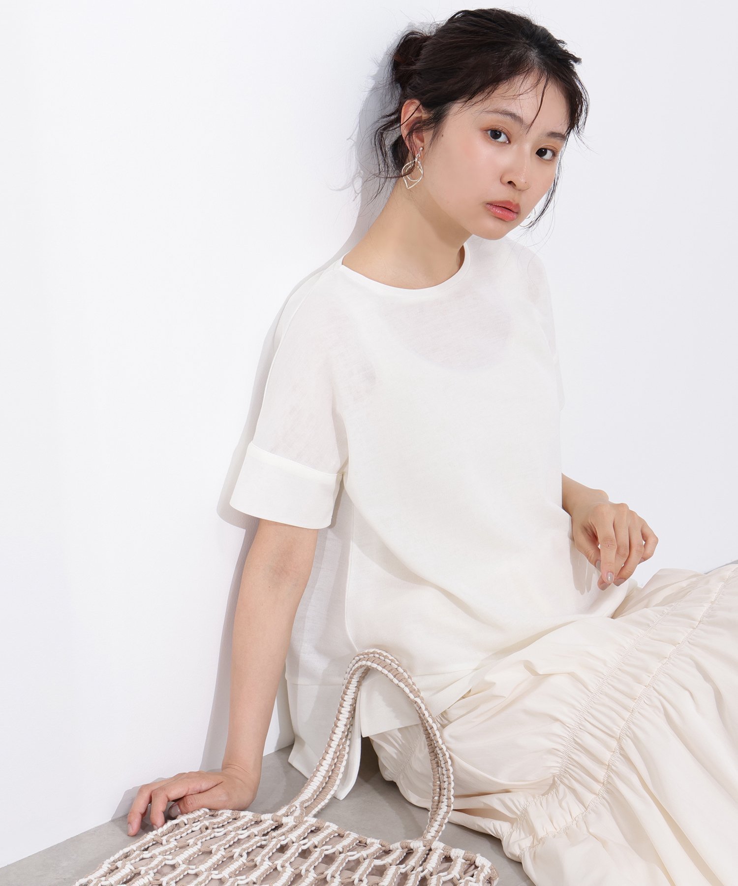 【エヌ ナチュラルビューティーベーシック/N.Natural Beauty basic】のシアーボクシーカットソー インテリア・キッズ・メンズ・レディースファッション・服の通販 founy(ファニー) 　ファッション　Fashion　レディースファッション　Fashion for Women　トップス・カットソー　Cut & Sew Tops　カットソー・ベーシックTシャツ　Cut-and-Sewn Tops / Stretch Tees & Basics　カットソー　Cut and Sewn Top　ヘムライン　Hemline, Bottom Cut　オフ1|ID: prp329100004601086 ipo3291000000032712598