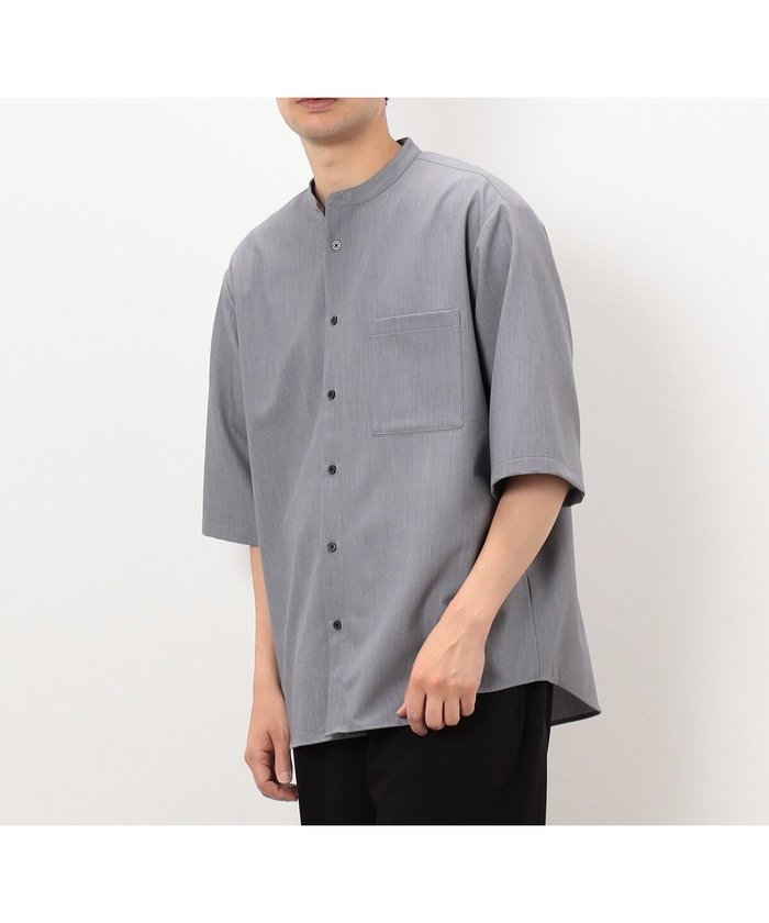 【コムサイズム/COMME CA ISM / MEN】の【セットアップ対応】ウールライク 五分袖 バンドカラーシャツ インテリア・キッズ・メンズ・レディースファッション・服の通販 founy(ファニー) https://founy.com/ ファッション Fashion メンズファッション Fashion for Men セットアップ Matching Sets スーツ Suit, Formalwear セットアップ Set-Up, Coordinated Outfit ドレープ Drape, Draping Fabric 長袖 Long Sleeve, Full Sleeve リラックス Relax, Relaxed Fit ワイド Wide, Wide Fit 夏 Summer エレガント 上品 Elegant |ID: prp329100004601091 ipo3291000000032712654