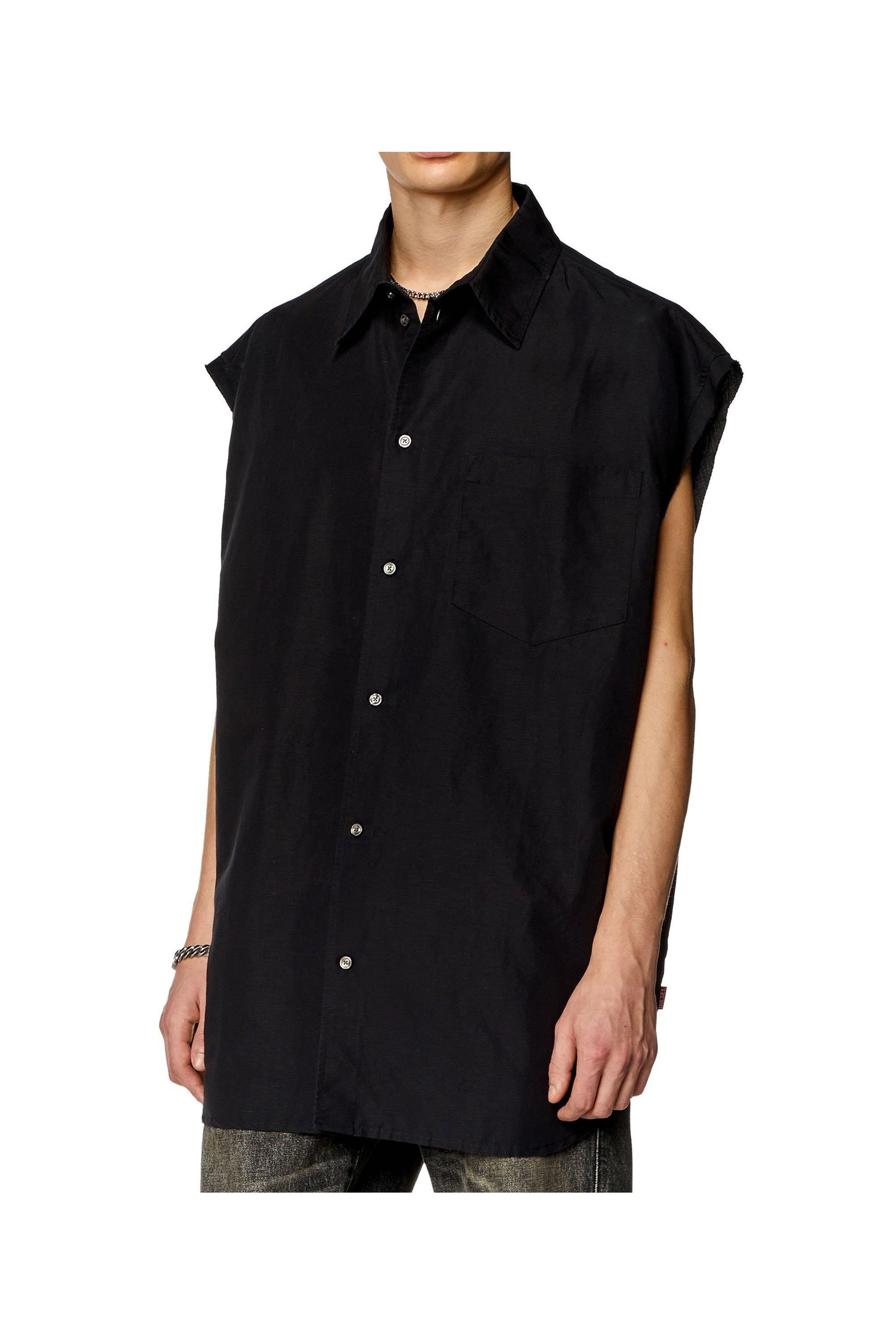 【ディーゼル/DIESEL / MEN】のメンズ シャツ 半袖 S-SIMENS インテリア・キッズ・メンズ・レディースファッション・服の通販 founy(ファニー) 　ファッション　Fashion　メンズファッション　Fashion for Men　シンプル　Simple, Minimal　ノースリーブ　Sleeveless, No-Sleeve　ポケット　Pocket, Pocket Detail　メンズ　Men's, Menswear　リネン　Linen, Linen Fabric　半袖　Short Sleeve, Half Sleeve　ブラック|ID: prp329100004601102 ipo3291000000032712764