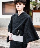 【ロッキーモンロー/Rocky Monroe / MEN】のしじら織り帯付き浴衣 扇子 下駄 巾着 5点セット ブラック-1|ID: prp329100004601110 ipo3291000000032712840