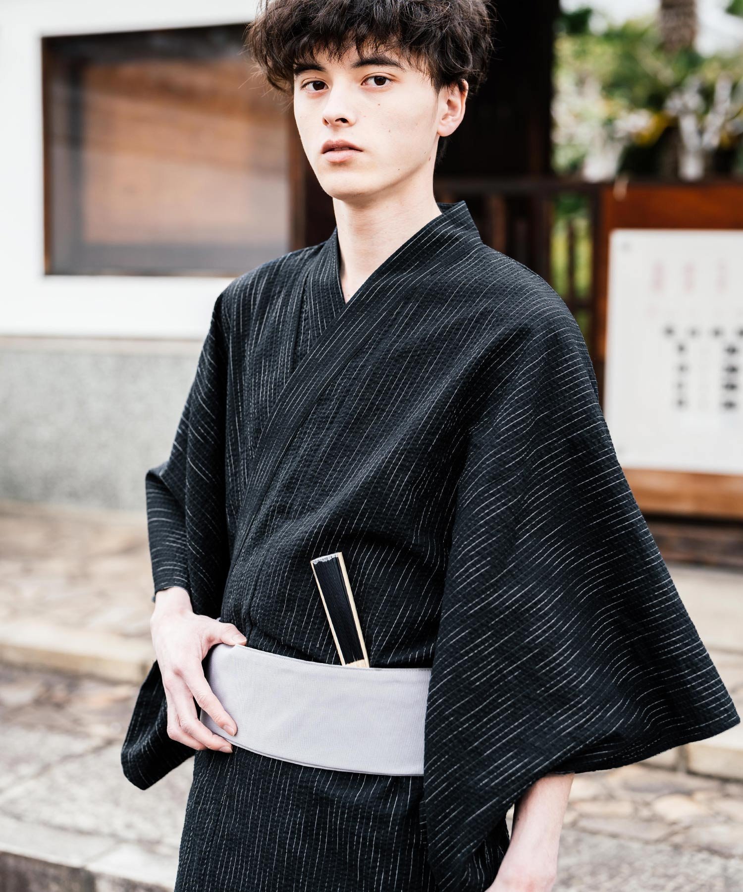 【ロッキーモンロー/Rocky Monroe / MEN】のしじら織り帯付き浴衣 扇子 下駄 巾着 5点セット インテリア・キッズ・メンズ・レディースファッション・服の通販 founy(ファニー) 　ファッション　Fashion　メンズファッション　Fashion for Men　クッション　Cushion, Throw Pillow　巾着　Drawstring Bag, Kinchaku　シンプル　Simple, Minimal　財布　Wallet, Purse　フィット　Fit, Slim Fit　夏　Summer　ブラック-1|ID: prp329100004601110 ipo3291000000032712840