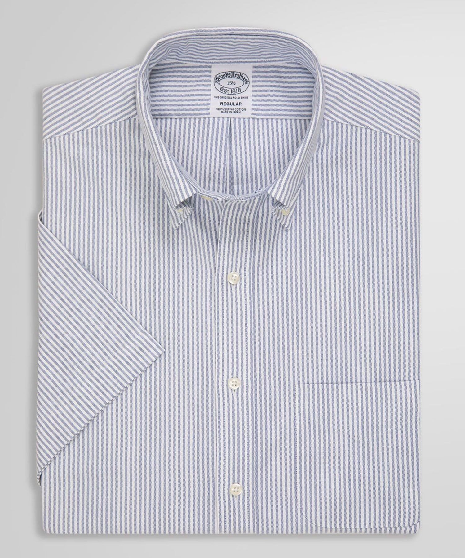 【ブルックス ブラザーズ/Brooks Brothers / MEN】のスーピマコットン オックスフォード ショートスリーブ ドレスシャツ Regular Fit インテリア・キッズ・メンズ・レディースファッション・服の通販 founy(ファニー) 　ファッション　Fashion　メンズファッション　Fashion for Men　ショート　Short, Short Length　スリーブ　Sleeve, Long Sleeve / Short Sleeve　ダウン　Down, Puffer　ドレス　Dress, One-Piece　ビジネス 仕事 通勤　Business / Work / Commuting　半袖　Short Sleeve, Half Sleeve　夏　Summer　春　Spring　S/S・春夏　SS, Spring/Summer, Warm Season　ホワイト×ブルー|ID: prp329100004601112 ipo3291000000032712870