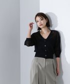 【ナチュラル ビューティー ベーシック/NATURAL BEAUTY BASIC】のVネックシアーリブカーディガン クロ|ID: prp329100004601113 ipo3291000000032712874