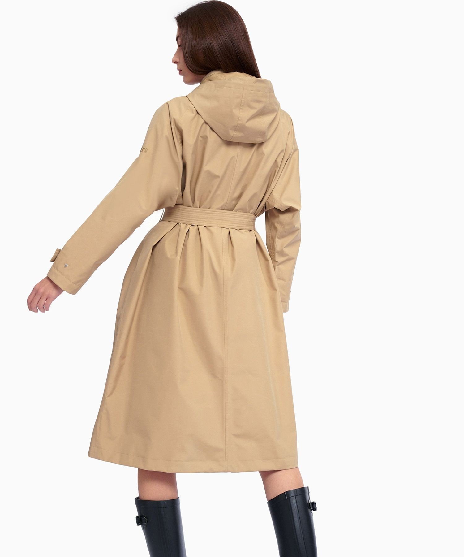 【エーグル/AIGLE】の防風 撥水 透湿 GORE-TEX ゴアテックス 2レイヤー フーデッド ベルベッドロングトレンチコート インテリア・キッズ・メンズ・レディースファッション・服の通販 founy(ファニー) 　ファッション　Fashion　レディースファッション　Fashion for Women　アウター　Coat / Outerwear Collection　コート・ロングコート・ピーコート　Long Coats, Peacoats & More　トレンチコート / 春秋の定番アウター　Trench Coats　軽量　Lightweight, Ultra Light　ジップ　Zip, Zipper　スリーブ　Sleeve, Long Sleeve / Short Sleeve　ハンド　Hand, Handmade　フィット　Fit, Slim Fit　プリント　Print, Printed Pattern　ポケット　Pocket, Pocket Detail　ロング　Long, Long-Length　ベージュ|ID: prp329100004601117 ipo3291000000032712902
