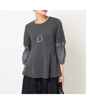 【ジョルジュ レッシュ/GEORGES RECH】のシアースモッキングダンボールフレアプルオーバー 人気、トレンドファッション・服の通販 founy(ファニー) ファッション Fashion レディースファッション Fashion for Women トップス・カットソー Cut & Sew Tops カジュアルプルオーバー・ニットトップス Pullovers & Knit Tops / Casual Pullovers カットソー Cut and Sewn Top コンシャス Conscious, Bodycon シアー Sheer, See-Through ストレッチ Stretch, Stretchy Fabric スモッキング Smocking, Gathered Stitching フレア Flare, Flared プリーツ Pleats, Pleated ペプラム Peplum, Flared Hem 切替 Switching, Contrast Panel 楽ちん Easy Fit, Comfortable |ID:prp329100004601129