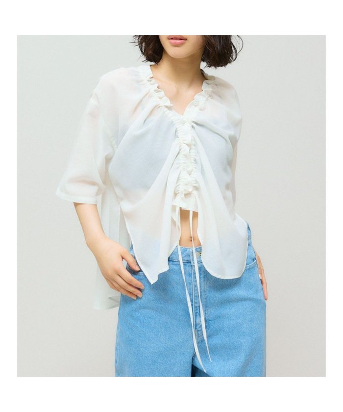 【マーコート/MARcourt】のMIDIUMISOLID for Ladies ハーフスリーブドローストリングカーディガン インテリア・キッズ・メンズ・レディースファッション・服の通販 founy(ファニー) https://founy.com/ ファッション Fashion レディースファッション Fashion for Women トップス・カットソー Cut & Sew Tops カーディガン・羽織り Layered Style Cardigans 2025年 2025 2025春夏・S/S Spring/Summer 2025 SS25 ポケット Pocket, Pocket Detail 春 Spring 無地 Plain, Solid Color |ID: prp329100004601131 ipo3291000000032712999