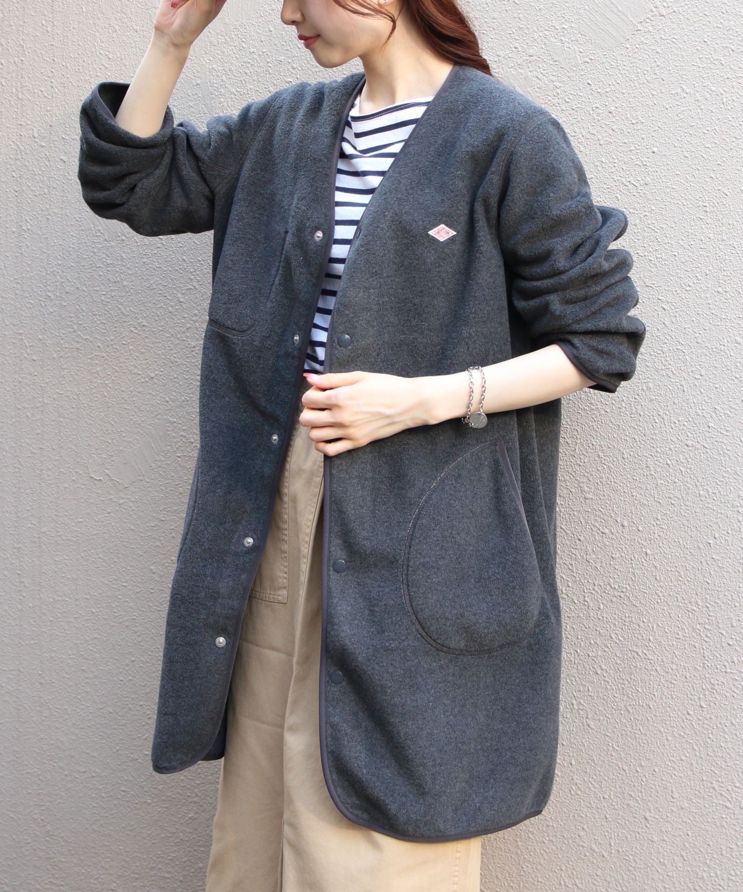 【ステップス/STEPS】のフリースカラーレスコート インテリア・キッズ・メンズ・レディースファッション・服の通販 founy(ファニー) 　ファッション　Fashion　レディースファッション　Fashion for Women　アウター　Coat / Outerwear Collection　コート・ロングコート・ピーコート　Long Coats, Peacoats & More　お家時間・ステイホーム　Stay Home / At Home　アウトドア　Outdoor Clothing　カーディガン　Cardigan, Knitwear　パイピング　Piping, Trim Design　ロング　Long, Long-Length　冬　Winter / This Winter　定番　Standard, Basic Item　A/W・秋冬　Autumn/Winter　CHGRY|ID: prp329100004601192 ipo3291000000033609021