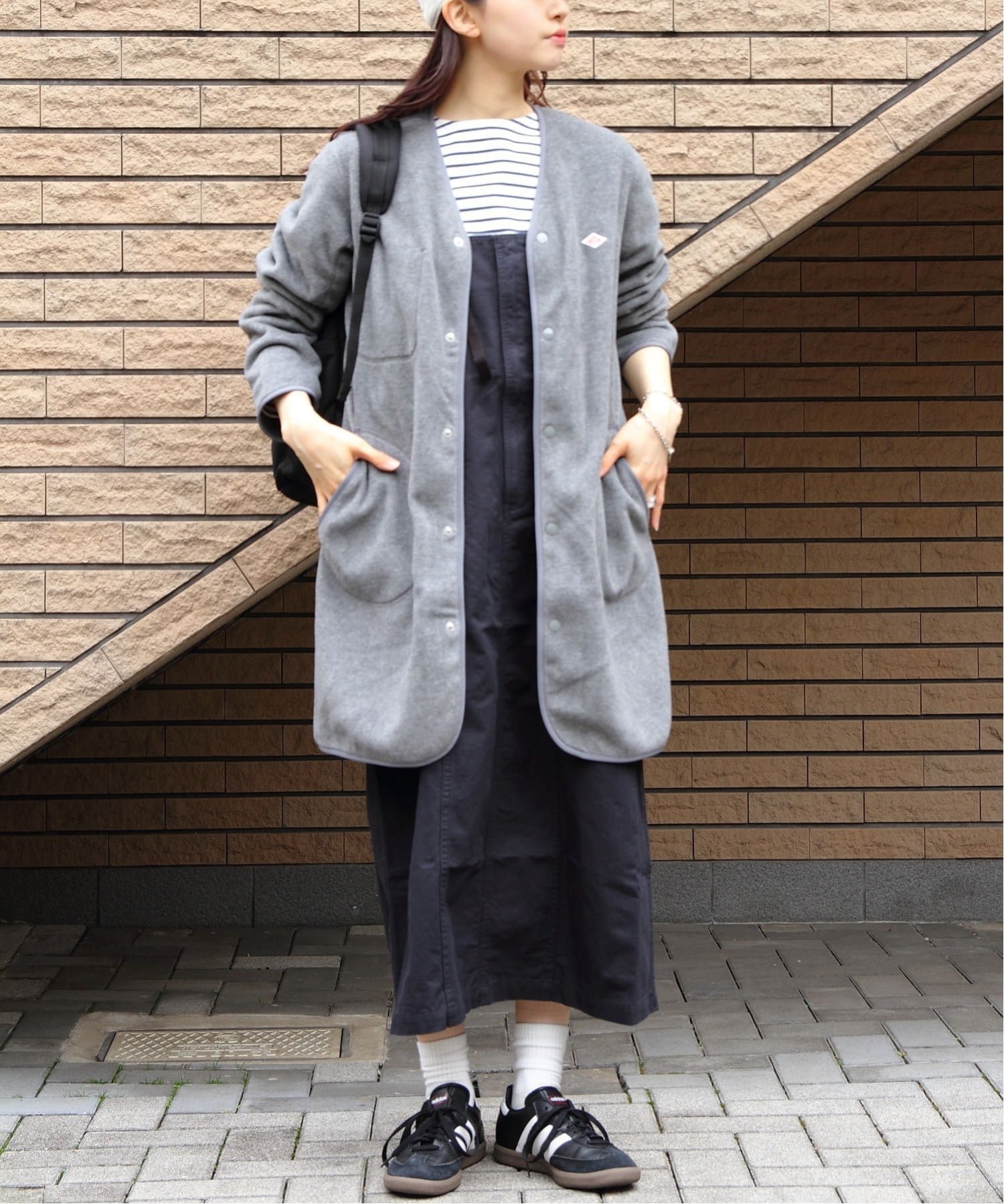 【ステップス/STEPS】のフリースカラーレスコート インテリア・キッズ・メンズ・レディースファッション・服の通販 founy(ファニー) 　ファッション　Fashion　レディースファッション　Fashion for Women　アウター　Coat / Outerwear Collection　コート・ロングコート・ピーコート　Long Coats, Peacoats & More　お家時間・ステイホーム　Stay Home / At Home　アウトドア　Outdoor Clothing　カーディガン　Cardigan, Knitwear　パイピング　Piping, Trim Design　ロング　Long, Long-Length　冬　Winter / This Winter　定番　Standard, Basic Item　A/W・秋冬　Autumn/Winter　DK GRY|ID: prp329100004601192 ipo3291000000033609026
