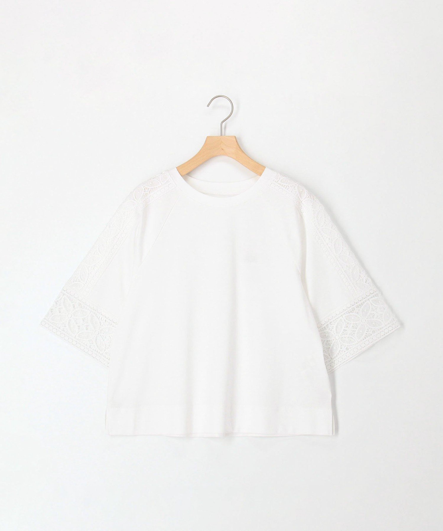 【ノーリーズ/NOLLEY'S】のコットン天竺袖レースT インテリア・キッズ・メンズ・レディースファッション・服の通販 founy(ファニー) 　ファッション　Fashion　レディースファッション　Fashion for Women　トップス・カットソー　Cut & Sew Tops　スリット　Slit, Slit Detail　スリーブ　Sleeve, Long Sleeve / Short Sleeve　チェック　Check, Plaid, Tartan　ボトム　Bottoms, Lower Wear　レース　Lace, Lace Fabric　おすすめ　Recommended / Our Picks　エレガント 上品　Elegant　2025年　2025　2025春夏・S/S　Spring/Summer 2025 SS25　オフホワイト|ID: prp329100004601199 ipo3291000000032713414