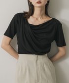 【センスオブプレイス/SENSE OF PLACE by URBAN RESEARCH】のアシメドレープトップ(半袖) BLACK|ID: prp329100004601225 ipo3291000000032713652
