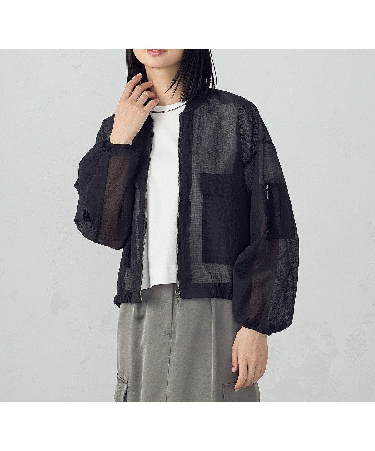 【コムサイズム/COMME CA ISM】のナイロンシアーリップストップ MA-1 ブルゾン インテリア・キッズ・メンズ・レディースファッション・服の通販 founy(ファニー) 　ファッション　Fashion　レディースファッション　Fashion for Women　アウター　Coat / Outerwear Collection　ブルゾンジャケット・スポーティアウター　Blouson Jackets　MA-1ジャケット　MA-1 Bomber Jackets / Flight Jackets　シアー　Sheer, See-Through　ブラウジング　Blouson Silhouette, Cinched Waist　ブルゾン　Blouson, Bomber Jacket　リップ　Lip, Lip Motif　ブラック|ID: prp329100004601230 ipo3291000000032713685