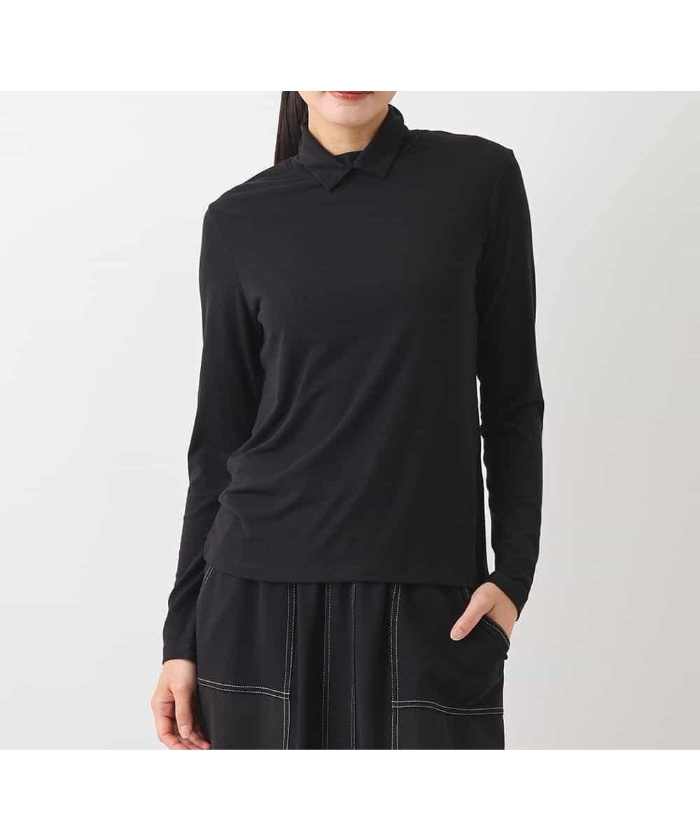 【ヒロコビス/HIROKO BIS】のスリットハイネックカットソー /洗える インテリア・キッズ・メンズ・レディースファッション・服の通販 founy(ファニー) 　ファッション　Fashion　レディースファッション　Fashion for Women　トップス・カットソー　Cut & Sew Tops　カットソー・ベーシックTシャツ　Cut-and-Sewn Tops / Stretch Tees & Basics　おすすめ　Recommended / Our Picks　インナー　Innerwear　スリット　Slit, Slit Detail　ベーシック　Basic, Essential　ワンポイント　One Point, Statement Accent　定番　Standard, Basic Item　洗える　Machine Washable　ブラック|ID: prp329100004601232 ipo3291000000032713694