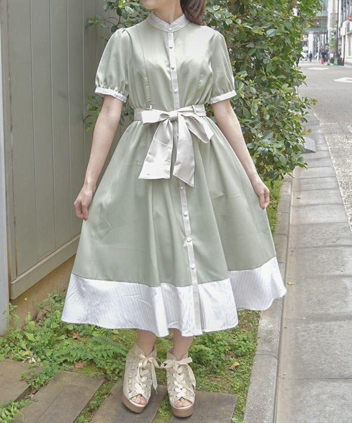 【アクシーズファム/axes femme】のストライプ切替シャツワンピース インテリア・キッズ・メンズ・レディースファッション・服の通販 founy(ファニー) https://founy.com/ ファッション Fashion レディースファッション Fashion for Women ワンピース Dresses シャツワンピース / 1枚で着映えコーデ Shirt Dresses カフス Cuff Design スタンド Stand Collar, Upright Stand ストライプ Stripe, Striped Pattern フリル Frill, Ruffle 切替 Switching, Contrast Panel 夏 Summer 無地 Plain, Solid Color 羽織 Haori, Light Jacket |ID: prp329100004601242 ipo3291000000032713783